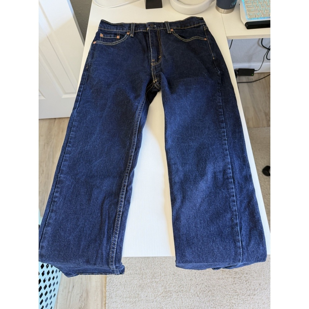Levi's 500 Series 505 Style Men's Dark Wash Blue Denim Straight Jeans